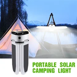 Outdoor Led Solar Tent Lamp Portable Foldable Work Light USB Rechargeable Emergency Night Market Lights Waterproof Camping Light