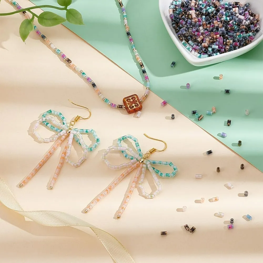 720 قطعة 6 ألوان أنبوب الخرز 24 جرام 3.8 مللي متر الزجاج البذور الخرز اسطوانة البذور الخرز التطريز الخرز أنبوب صغير الحرفية فاصل #5