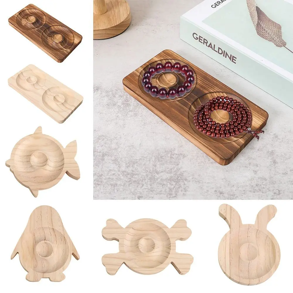 Wooden Handstring Bracelet Display Stand Cartoon Shaped DIY Board Wood Beads Bracelet Holder Jewelry Display Tray Home