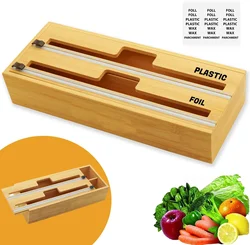 Simple Household Bamboo Restaurant Tin Foil Storage Box Plastic Wrap Cutter