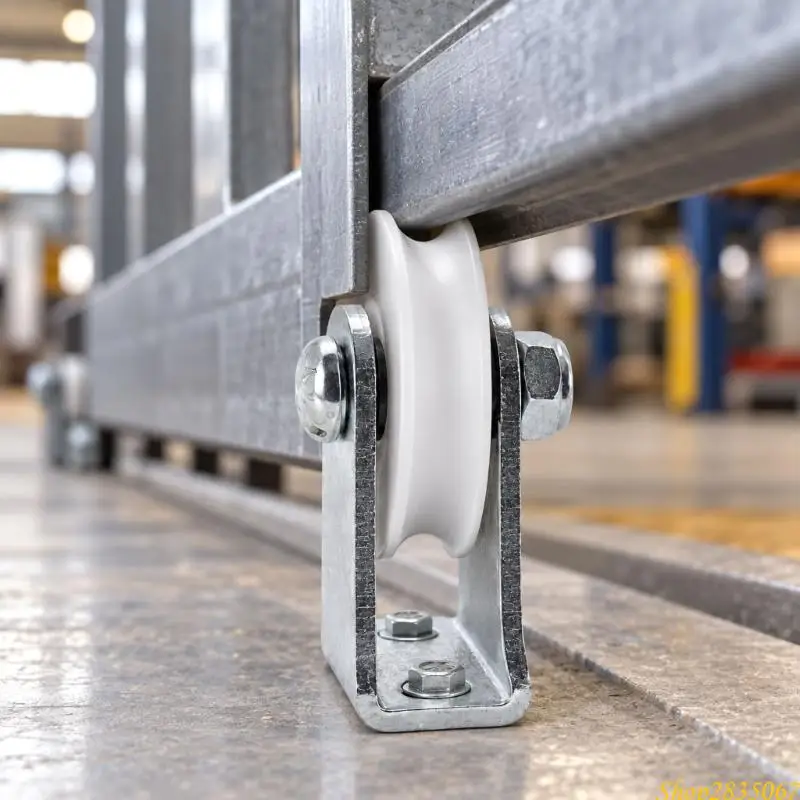 Mounted Pulley for Steel Wire and Synthetic Pull Rope, with Grooved Coated Wheel and Two Base Attachment Holes 831F