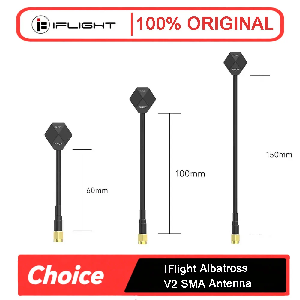 

IFlight Albatross V2 5,8 ГГц 2,4 дБи SMA Антенна - LHCP RP SMA / RHCP SMA 60/100/150 мм для гоночных дронов FPV