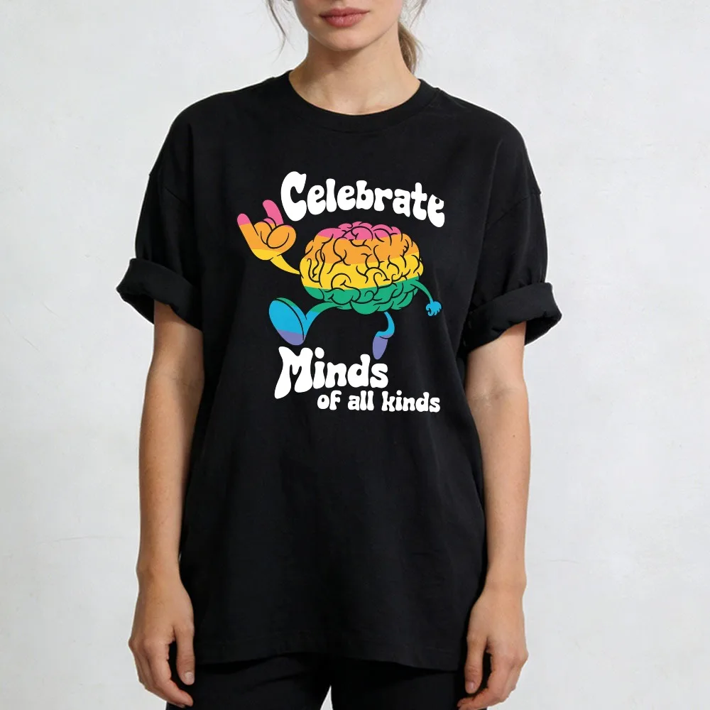 Autism Awareness Neurodiversity Women T-Shirt For Teacher Mental Health Gift Neurodivergent Tee Celebrate Minds Of All Kinds