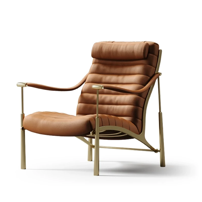 #Modern Luxury Leisure Chair With Simple Leather Sofa Design Large Size Wood Material For Dining And Living Room For Apartments