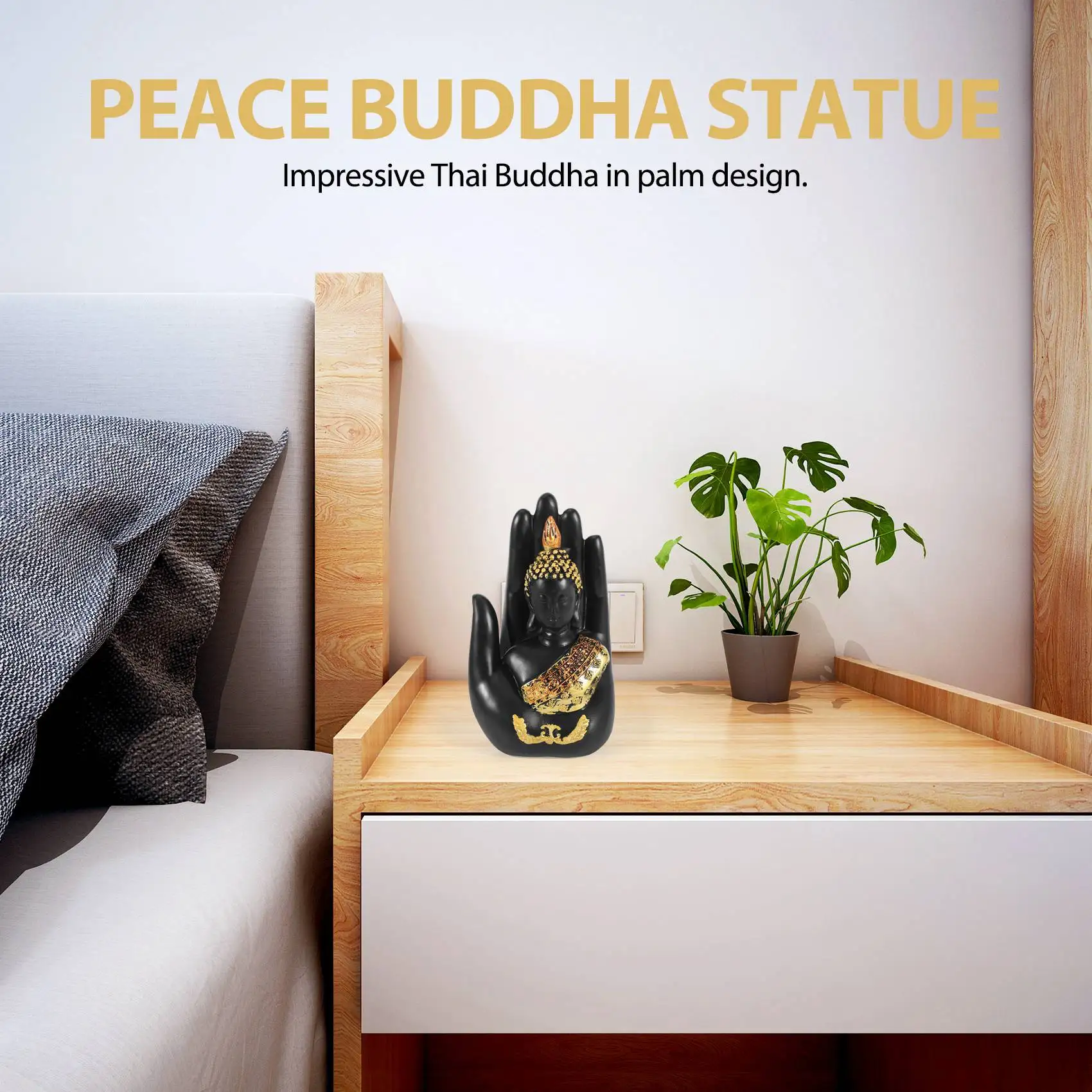 Thai Buddha in the Palm Statue Figurine,Zen Buddha Sculpture-Indoor/Outdoor Decor for Garden,Patio,Porch Yard Art Decor HOT