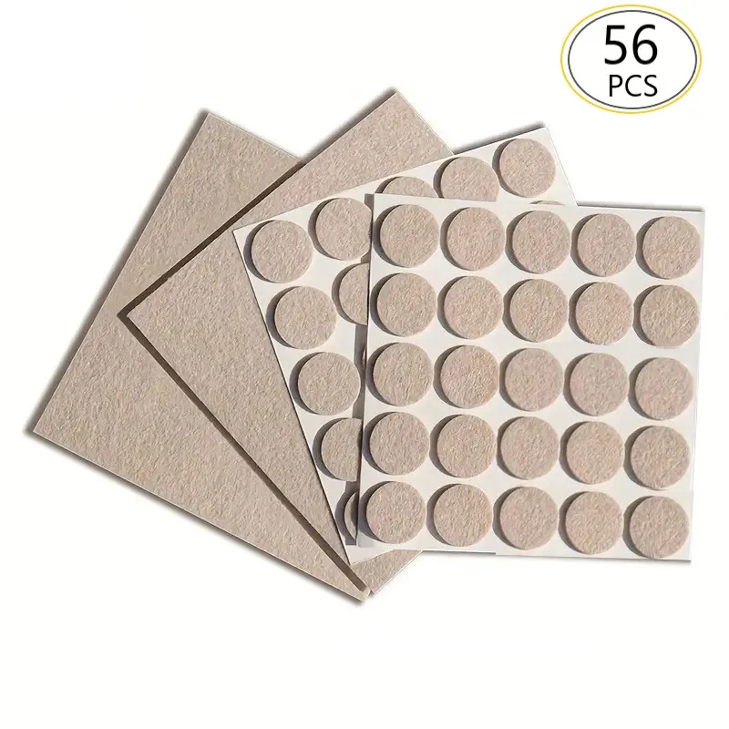 56Pcs Felt Chair Leg Pads 3mm Thick Floor Scratch Protector Mat Mute Non-slip Self Adhesive DIY Furniture Accessories