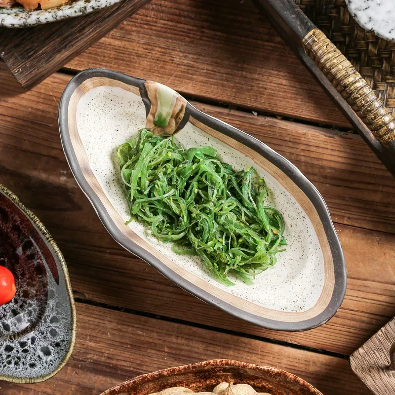 Plate Dish Small Oyster Cuttlefish Japanese Exquisite Cuisine Restaurant Ceramic Sushi Tableware Sashimi Cold Plate Dish