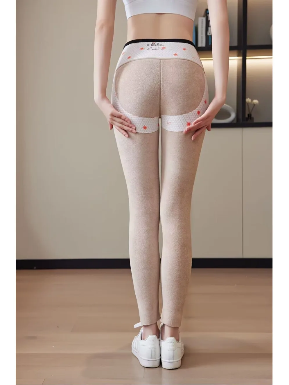 plus Size Thiened Fce Warm Pants High Waist Slim Fit Bootcut Trousers Women's Outerwear Nine Points Small Foot Pants