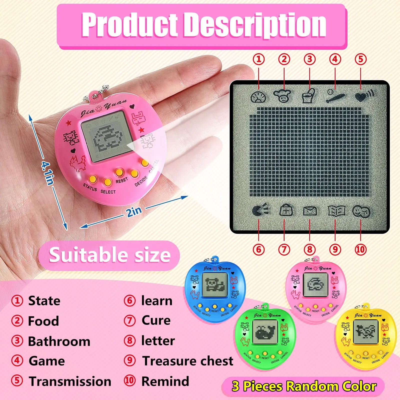 Electronic Pets Game Tamagotchi Nostalgic Toy in Russian Original German Spanish Polish Virtual Digital Pet Toys For Kids Pixel