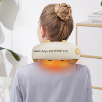 Wholesale Hot Compress Portable Smart Electric Mini Back and Shoulder Neck Body Kneading Massage Machine with Leather Handbag