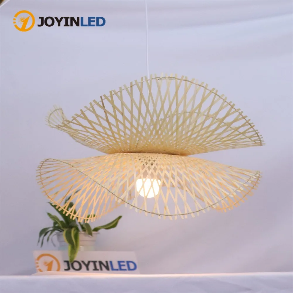 

JOYINLED Vintage Handmade Rattan Ceiling Light Retro Wicker Hanging Light Hanging Chandelier Restaurant Bamboo Pendant Light