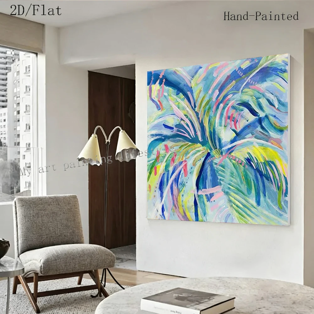 100% Handmade Abstract Oil Painting On Canvas Ins Large plants Wall Art Picture Floral mural For Home Living Room Decor Image