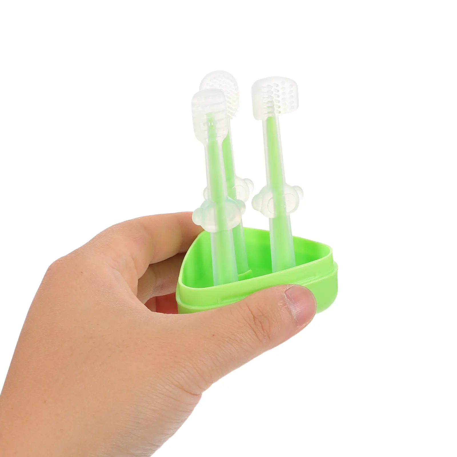 1Set Silicone Baby Toothbrush Infant Oral Cleaner Soft Newborn Brush Tongue Toothbrush Training Kit for Kids