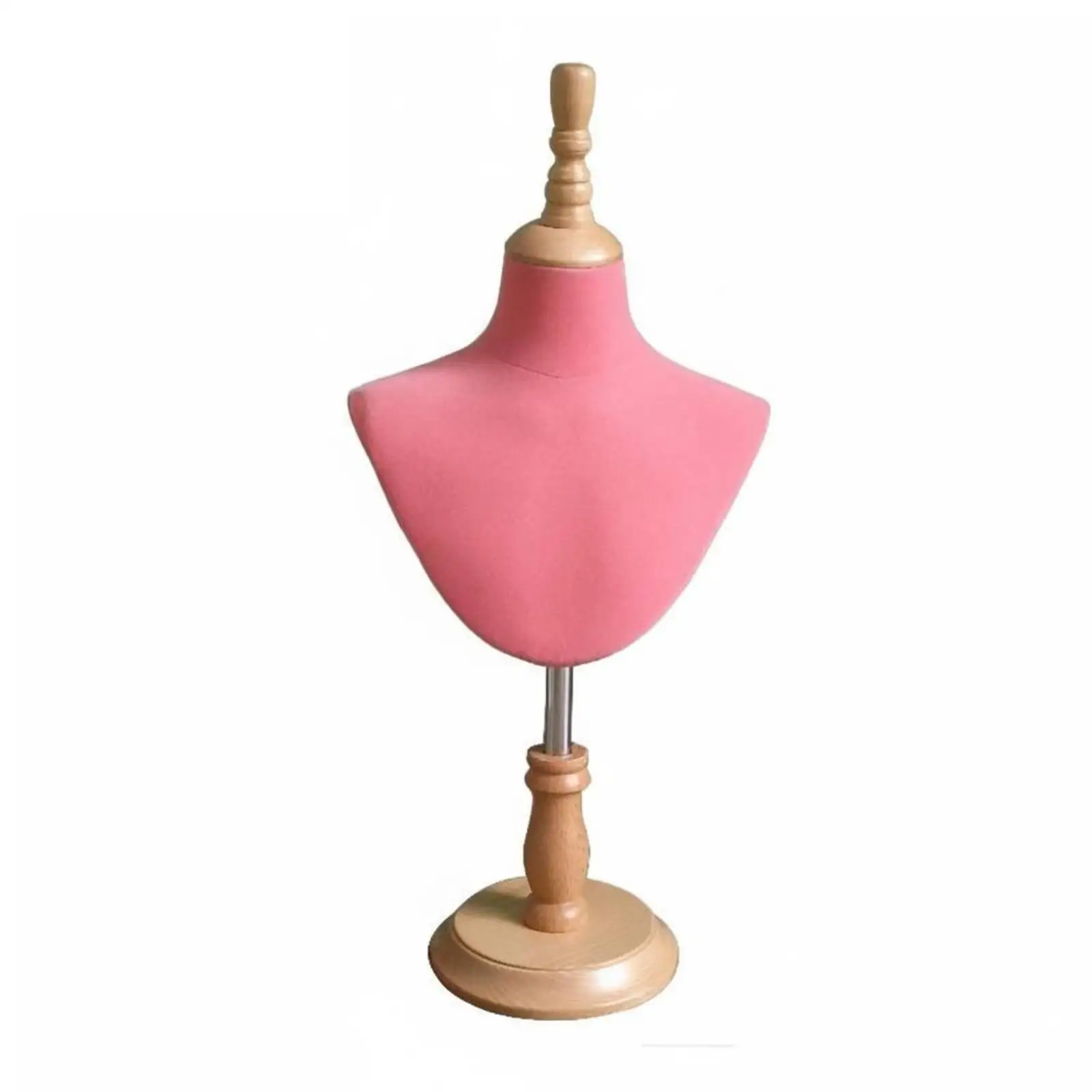 Adjustable Height Display Stand with Fabric Covered Torso for Necklace Scarf Hat Showcase for Shop Display
