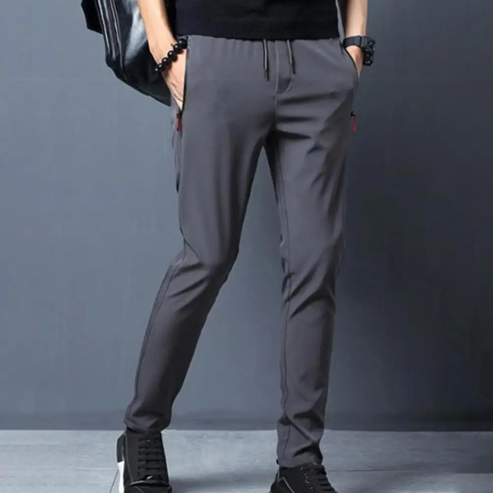 Men's Casual Pants Straight Slim Fit Elastic Waist Jogger Korean Classic Blue Black Gray Male Brand Trousers Plus Size