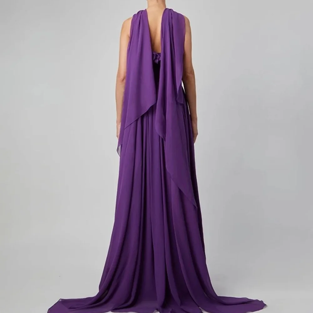 Elegantes Abendkleid in Lila, trägerlos, mit Falten, Chiffon, A-Linie, Abendkleider, Oberschenkelschlitz, bodenlang, formelle Kleider nach Maß