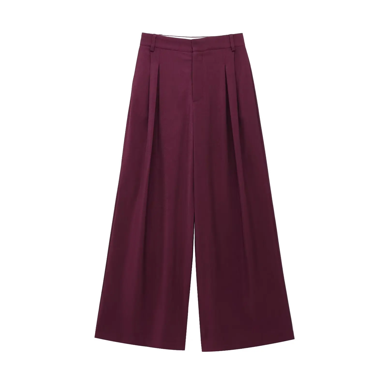 Jenny&Dave 2025 SS Minimalist Women's Suit Trousers Loose Casual Wide Leg Pants British Fashion Retro Burgundy Pants Women