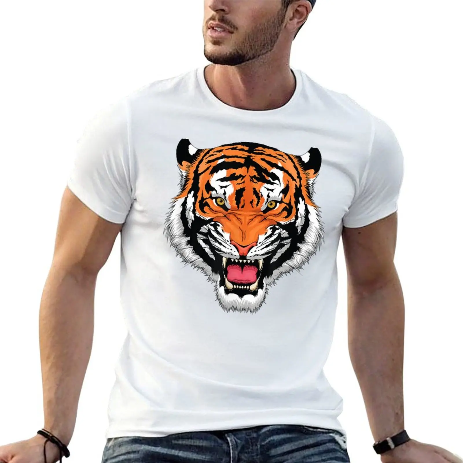 Growling Mouth Open Bengal Tiger Designs For Men Women Kids T-Shirt Quick Dry Light Sports T-Shirt