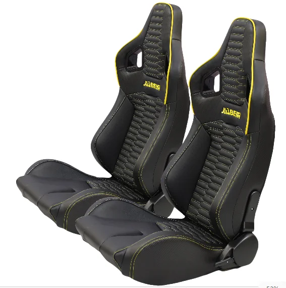 JiaBeir 2024 New Design Black Leather Yellow Stitching With Carbon Looking Back Adjustable Racing Seat