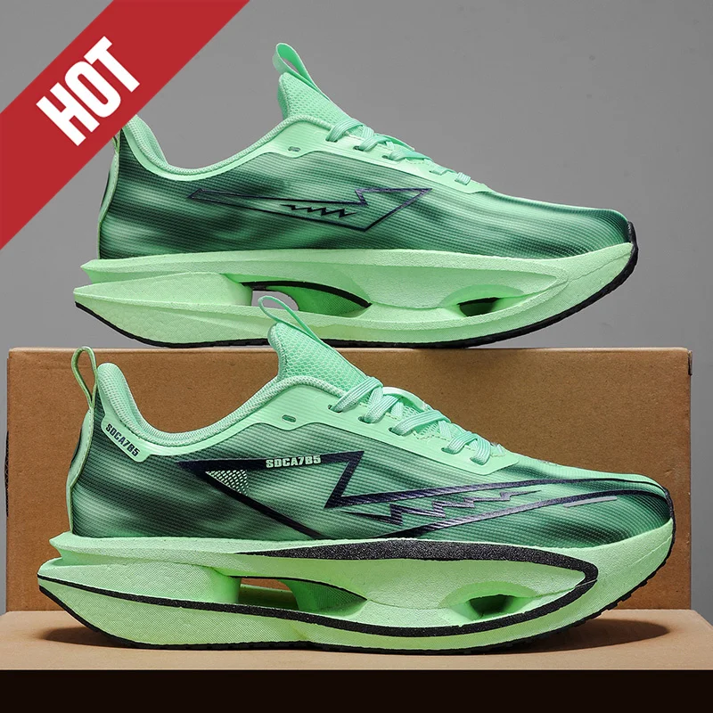 

Кроссовки с подушкой из углеродистой пластины для марафона, мужские спортивные дышащие легкие женские удобные спортивные противоскользящие кроссовки, повседневные