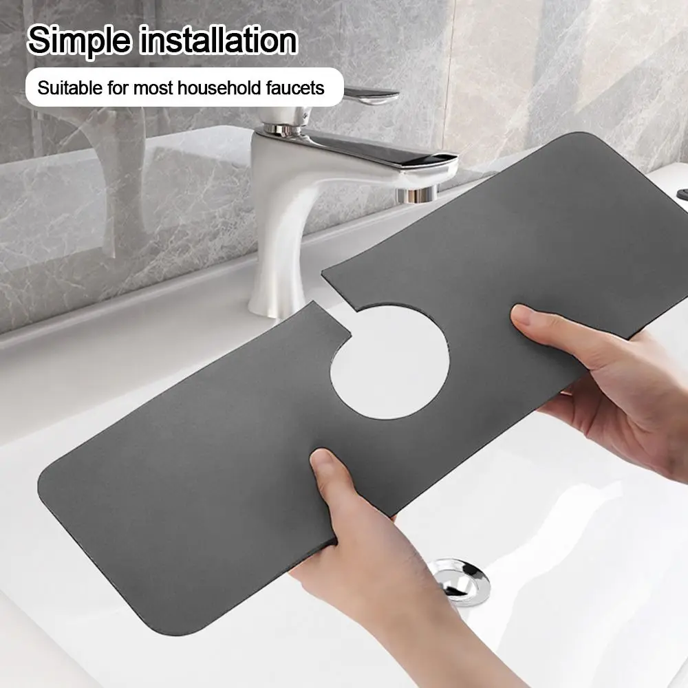 Solid Color Sink Faucet Mat Diatomite  Absorbent Faucet Splash Guard Drain Pad Kitchen Bathroom Countertop Protector Rug