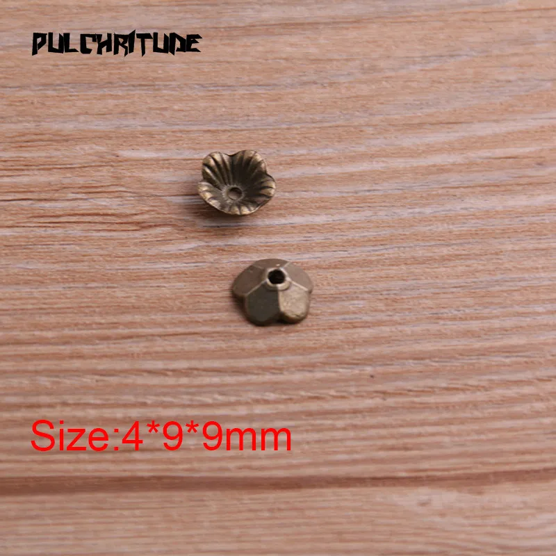 40pcs 4*9*9mm Two Color Bead Caps Charm Hollow Flower MINI Pendants Jewelry Accessories DIY Receptacle Charms