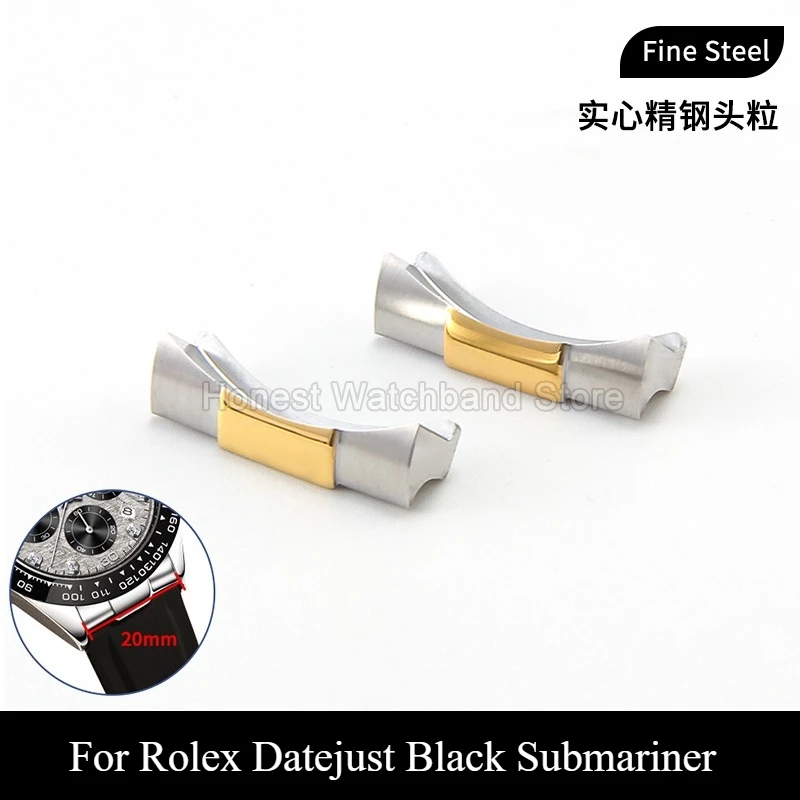 Curved Interface High-tensile Stainless Steel Scratch-proof Seamless-fit Watch End Link for Rolex Datejust Black Submariner 20mm