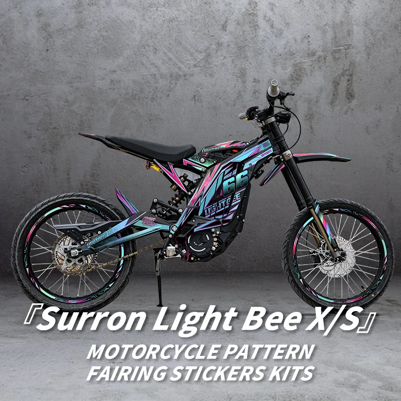 High-Gloss Electroplated Vinyl Stickers for Surron Light bee X/S Motorcycle - Iridescent Light-Changing Decals for Fairing Styli