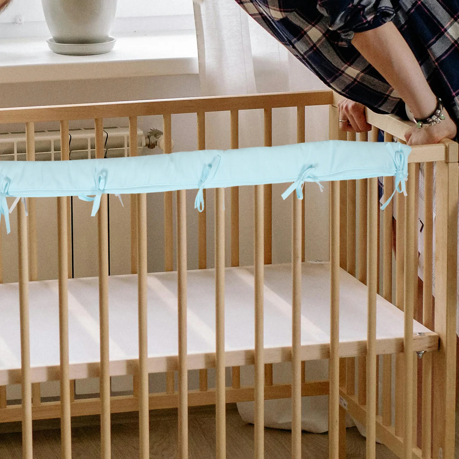 

3Pcs Baby Bed Bubble Soft Material Crib Bumper Adjustable Strap Bed Rail Protector for Toddler Travel