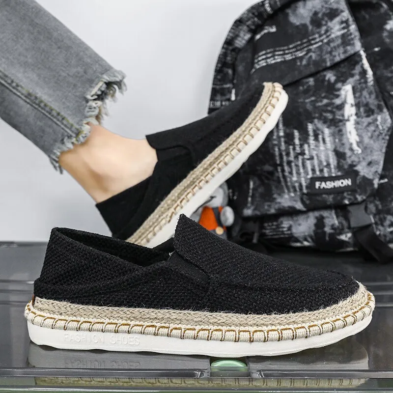 Men's casual shoes straw fisherman old Beijing cloth breathable men's lazy trend foot driving shoes