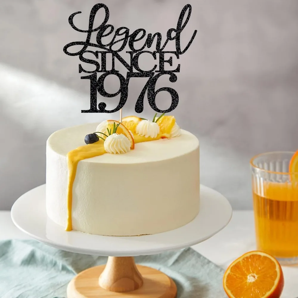 Legend Since 1976 Kuchenaufsatz zum 50. Geburtstag, Happy Birthday Kuchenaufsatz für Männer und Frauen, zum Feiern von 50 Jahren, handgefertigt – Detail 5