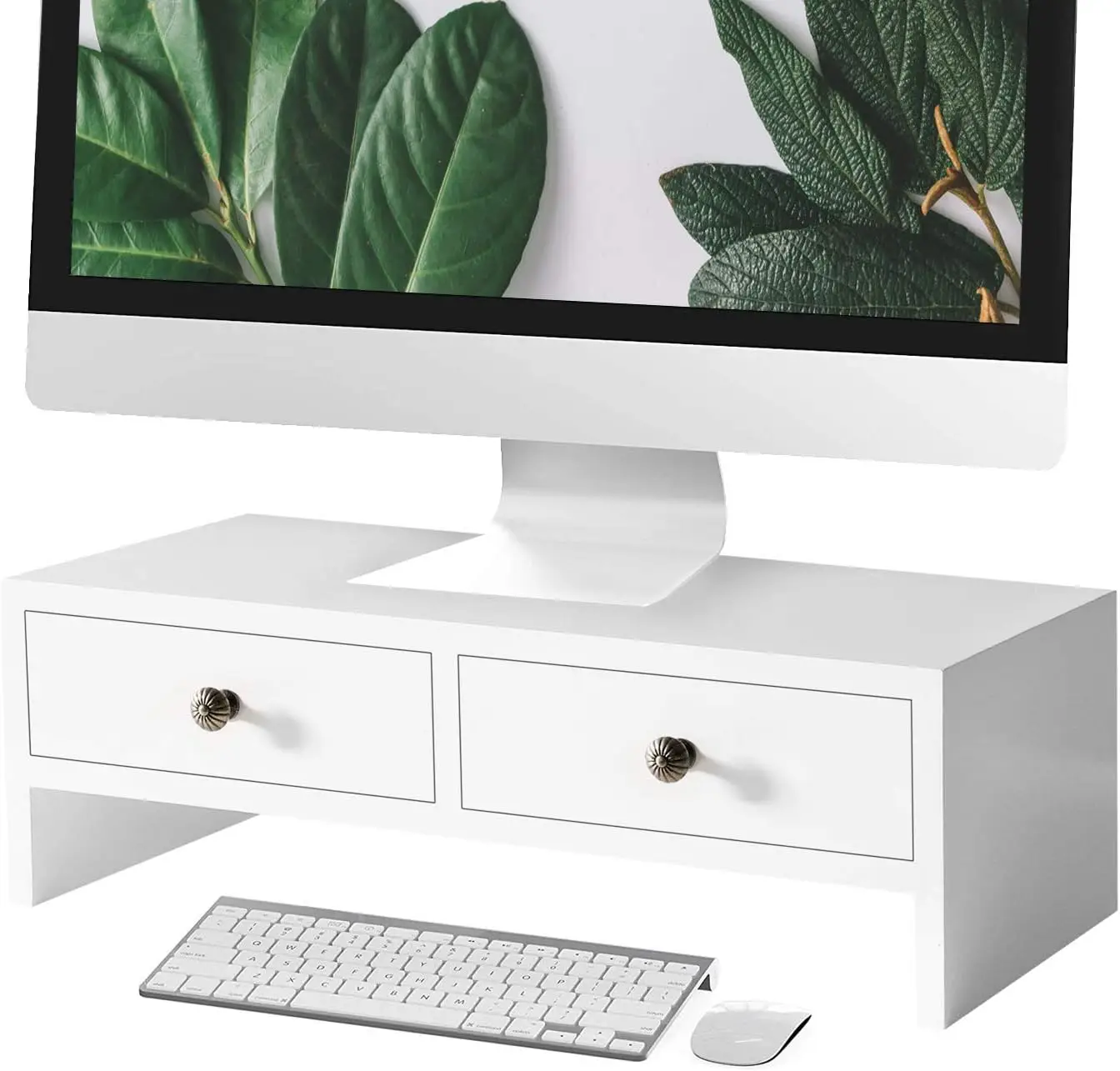

Monitor Stand Riser with Drawers, Computer Monitor Stand, Desktop Organizer Stand for Laptop, PC, Office Supplies, White