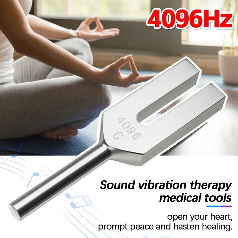Horquilla de afinación de energía de alta frecuencia, herramienta médica de cristal de 4096HZ, aleación de aluminio, terapia de vibración de sonido curativo