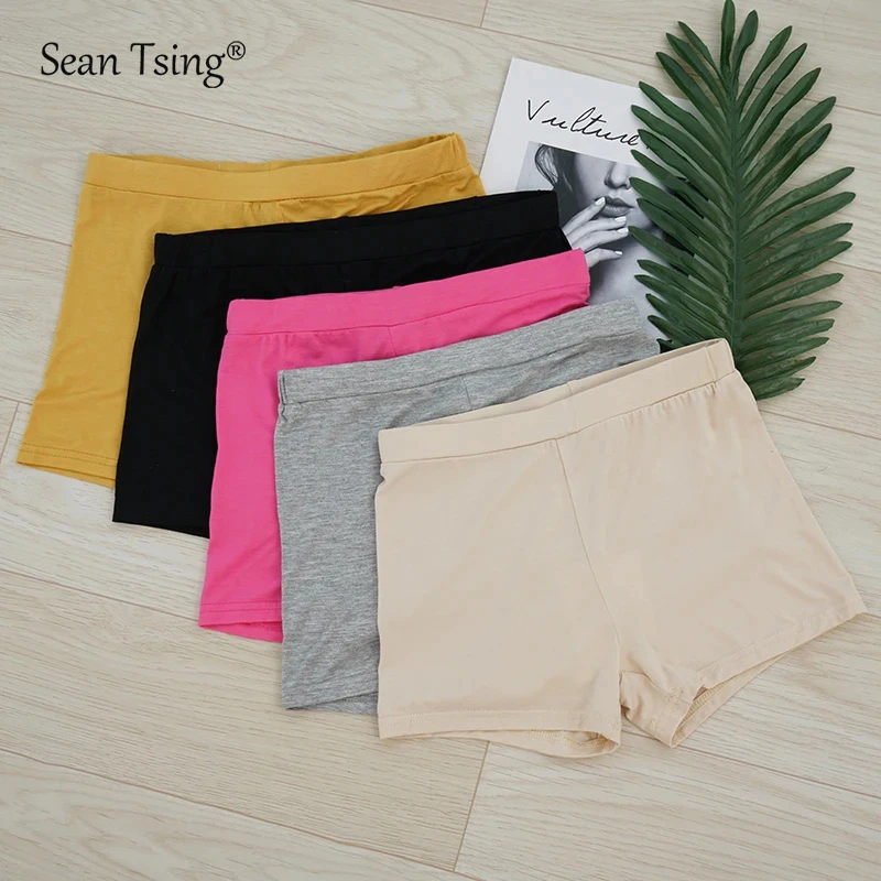 Sean Tsing® Soft Viscose Basic Shorts Woman Casual High Waist Slimming Fitness Thin Short Leggings Sportwear Active Wear