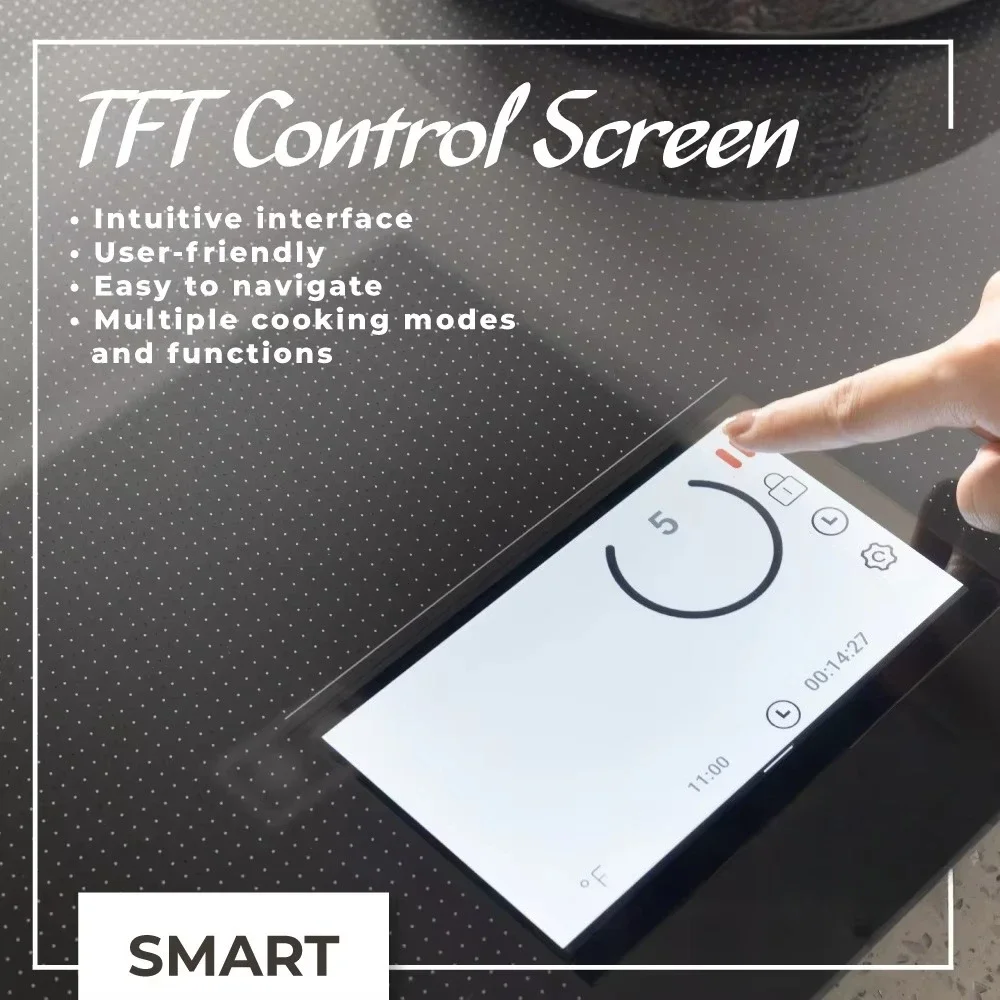 36'' Built-In Full Surface Induction Cooktop with TFT Control Screen and WiFi Connection Electric Ceramic Panel