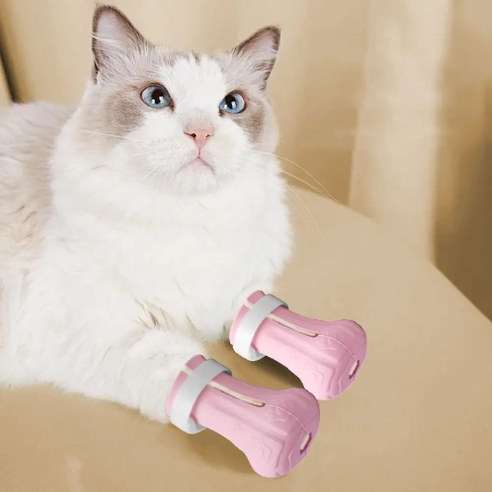 

4PCS Bath Time Adjustable Cat Foot Cover Silicone Multi-Color Anti-Scratch Cat Shoes Waterproof Pet Bath Wash Boots Pet Grooming