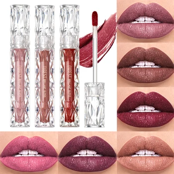 QIBEST Waterproof Diamond Shimmer Glitter Lipgloss Matte Liquid Lipstick Shiny Pearl Lip…