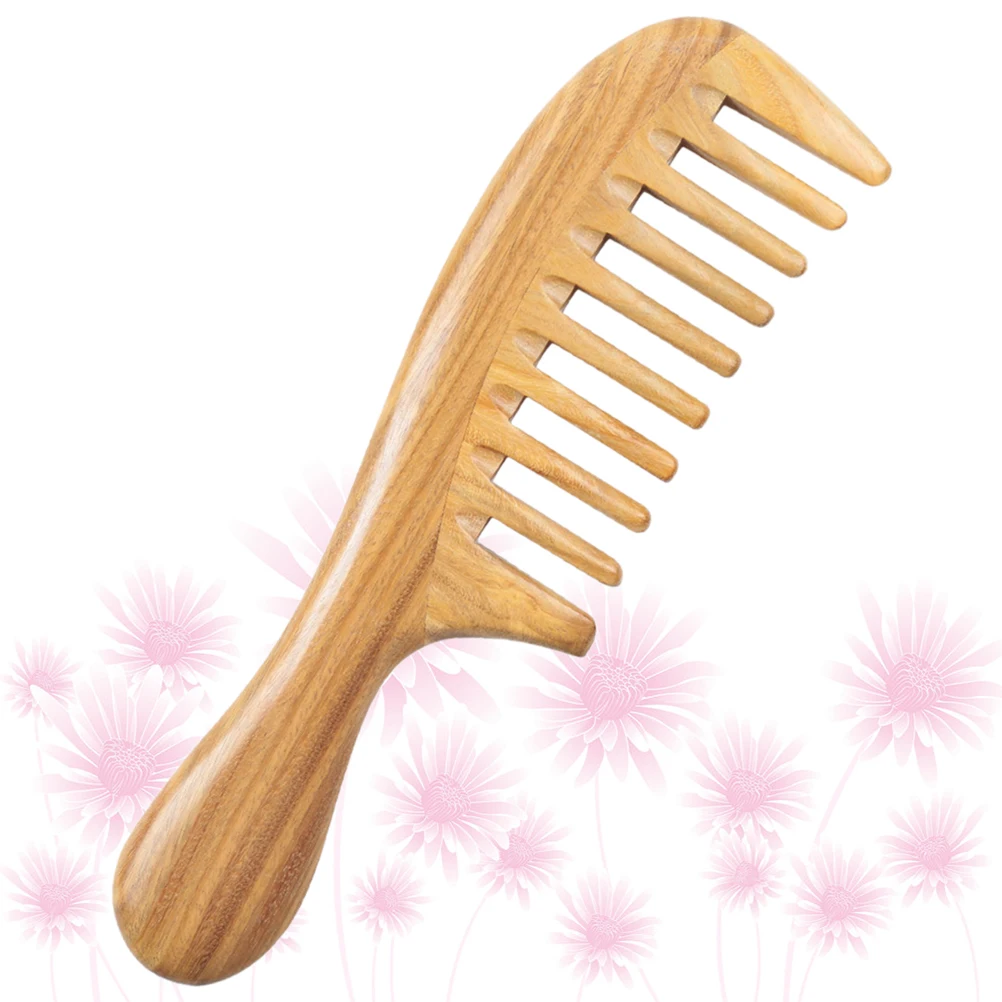 

1pc Sandalwood Anti-Static Durable Wooden Hair Smooth Detangling Comb For All Hair Types Curved Handle Portable Hairdressing