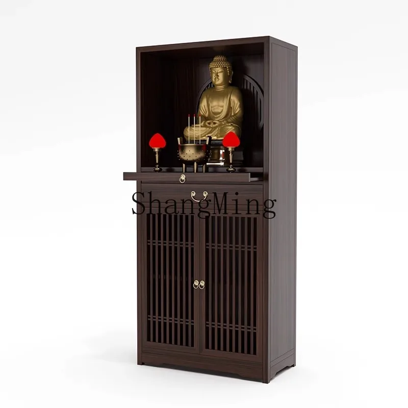 CL Solid Wood Household Buddhist Temple Shrine White Wax Wood Bodhisattva Land God of Wealth Offering Table