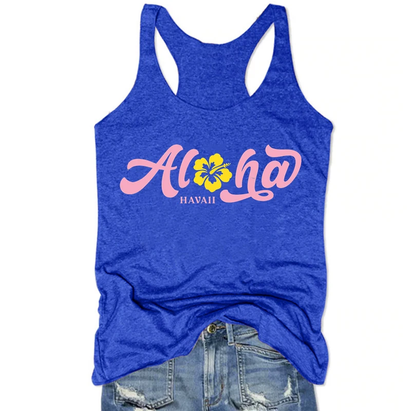 

Aloha Tops Sexy Hawaiian Vest Summer Vacation White Top Gothic Women Clothing Pink Tank Top Cute