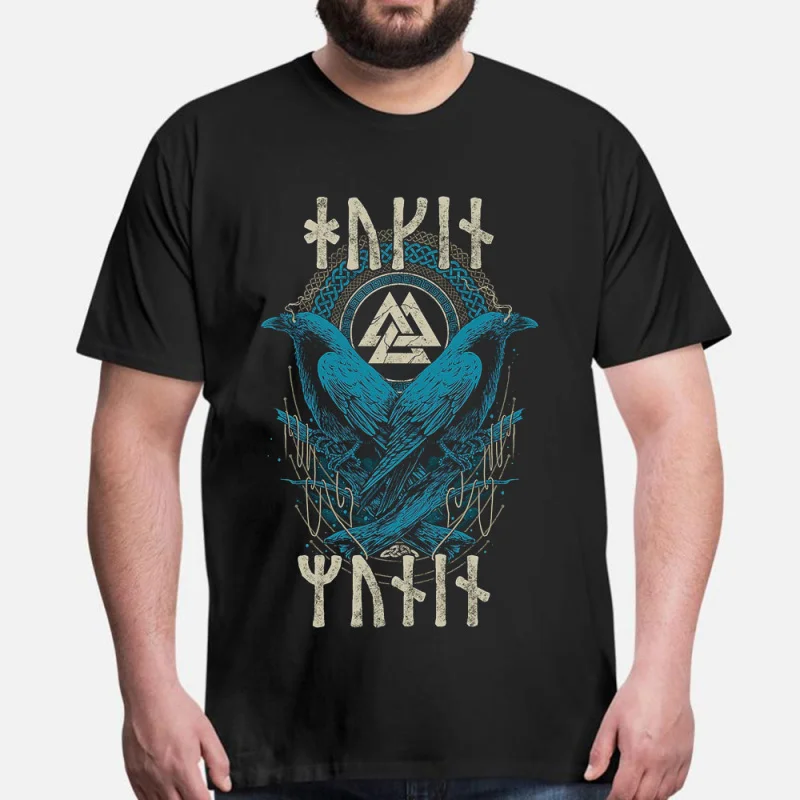 

Viking Odin Raven Runes Gift t shirt Short Sleeve Print Tee Norse Mythology Valhalla Graphic Clothes All size tops S-6XL