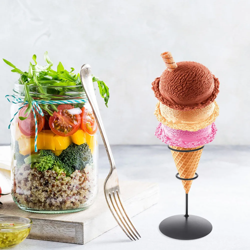 

3pcs Ice Cream Stand Wrought Iron Cone Rack Smooth Surface Fine Workmanship Beautiful Bakery Dessert Shop Party