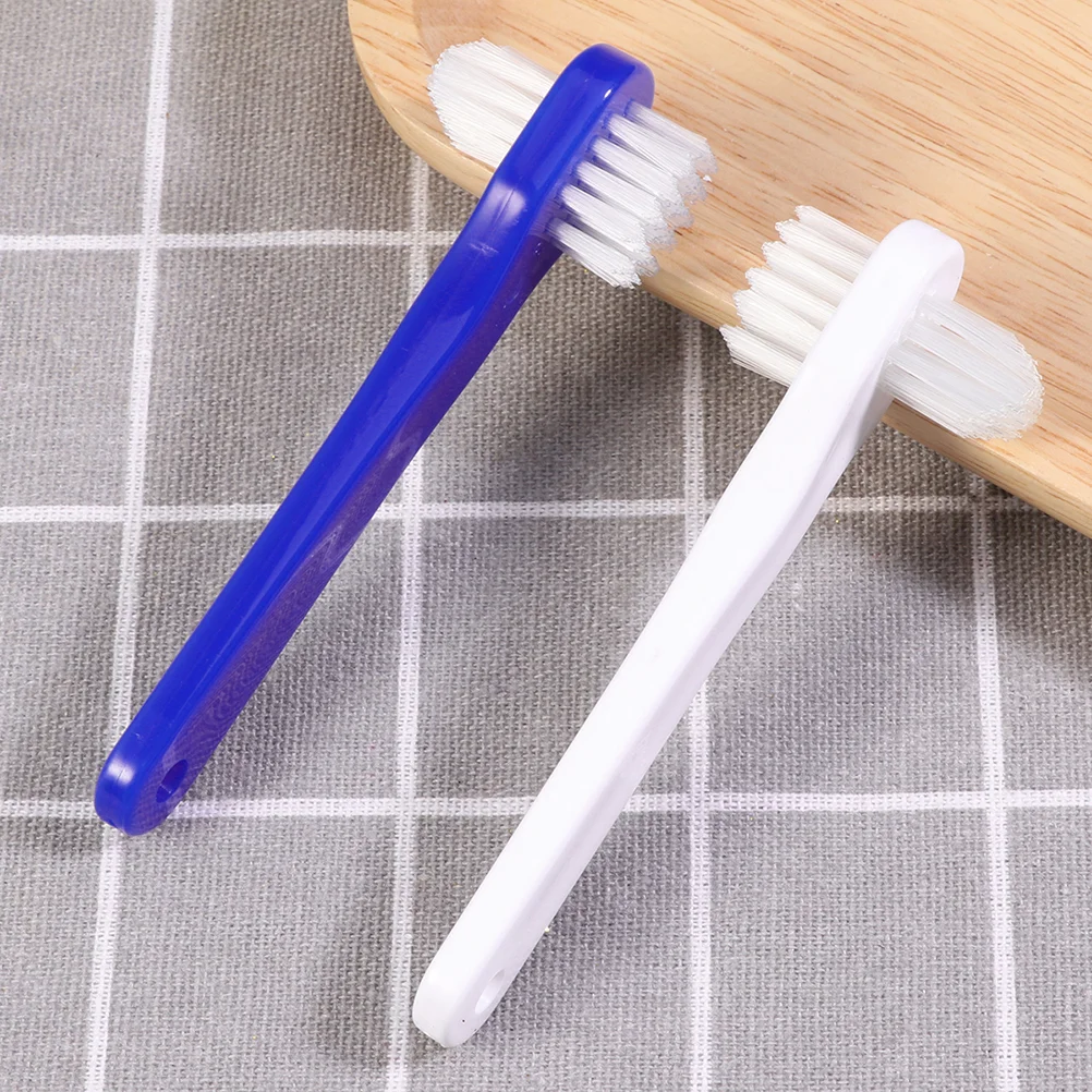 Denture Brush False Teeth Dual Heads Toothbrush Denture Dedicated Toothbrush Cleaning Tool Anti Skid Denture Toothbrush