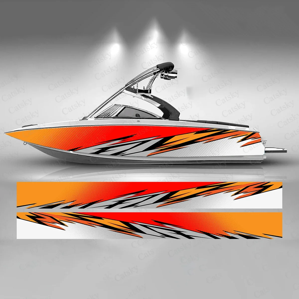 Yellow Blue Stripe Colorful Boat Sticker Fashion Custom Fish Boat-Sticker Vinyl Waterproof Boat Wrap Graphic Boat Wrap Decal