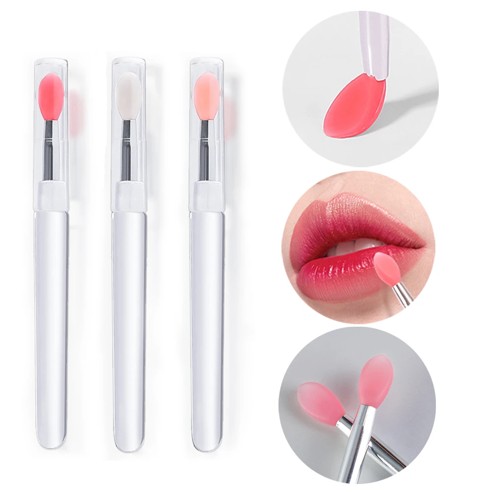 Pincel portátil para labios, bálsamo labial con cabeza de silicona suave multifuncional, aplicador de brillo labial, 2 piezas