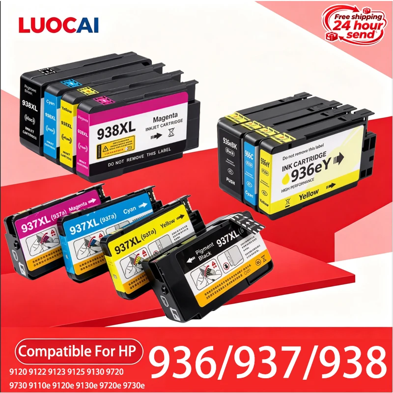1set 937 936 938 Ink Cartridge Compatible For HP OfficeJet Pro 9120 9122 9123 9125 9130 9720 9730 9110e 9120e 9130e 9720e 9730e
