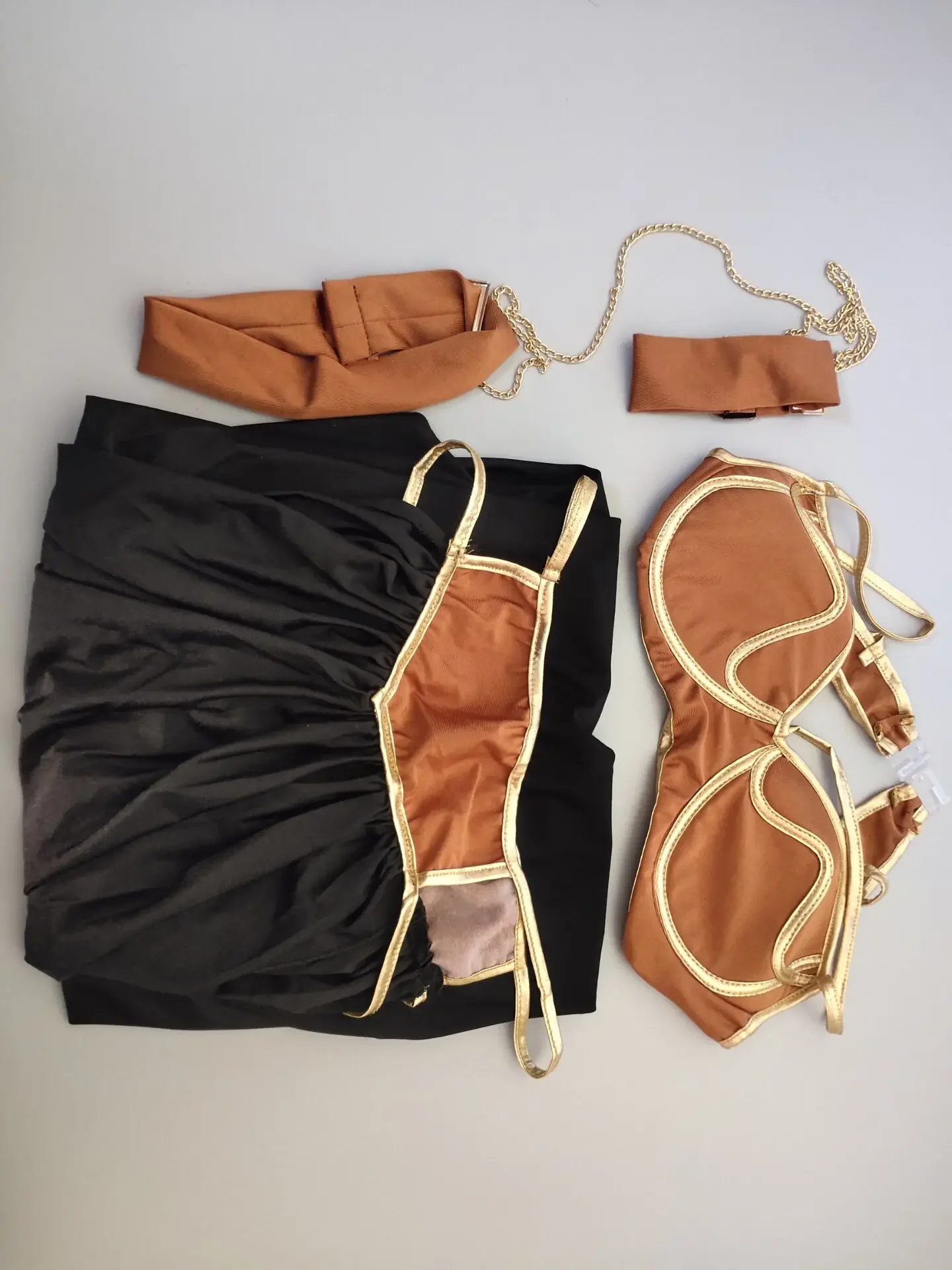 코스프레 의상 레이아 공주 슬레이브 브래지어 + 스커트 블랙 & 브라운 여성 섹시한 파티 애니메이션 할로윈 의상 이집트 스타일