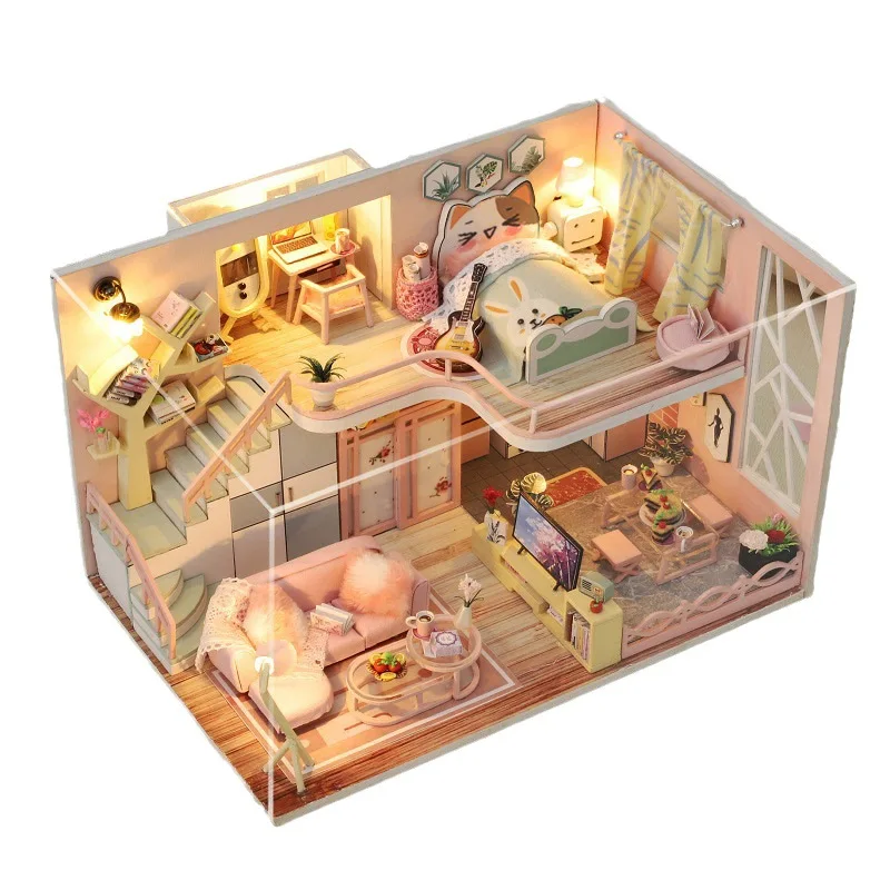 Dollhouse DIY Wooden Kit Home Roombox Miniature Doll Houses Case Handmade building Models Kits miniaturas maison Birthday Gifts