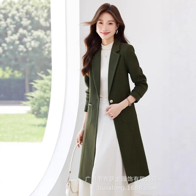 Elegant Wool Coat for Women2025Autumn and Winter New Fashion Goddess Style Casual Commuter Blazer Trench Coat
