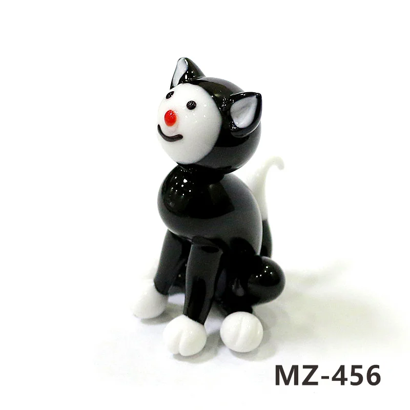 Zwart En Wit Murano Glas Kat Miniatuur Beeldje Ornament Schattig Dier Klein Beeld Huis Woonkamer Tafelblad Decoratie Geschenken